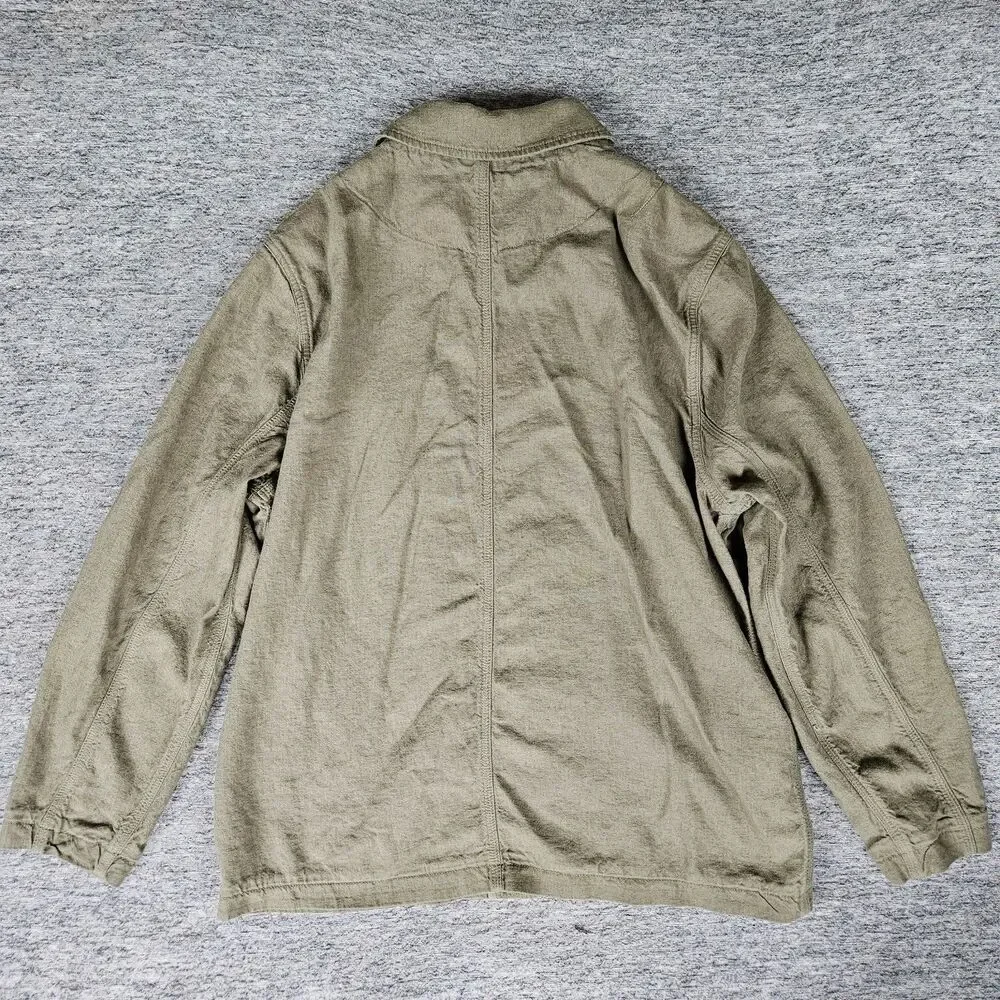 Banana Republic Linen Blend Chore Jacket Men's Large Olive Green Workwear